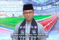 Gubernur DKI Jakarta Anies Baswedan saat mengucapkan selamat atas hari jadi Padang Pariaman ke-189