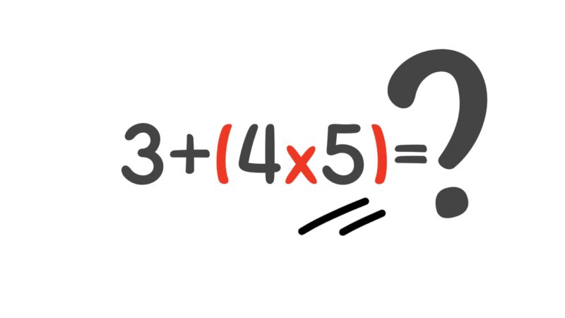 Ilustrasi perkalian yang didahulukan dalam operasi hitung matematika daripada penjumlahan 