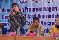 Ketua LPPM UNP Yohandri saat memberikan sambutan di Aula Kantor Wali Nagari VII Koto Talago