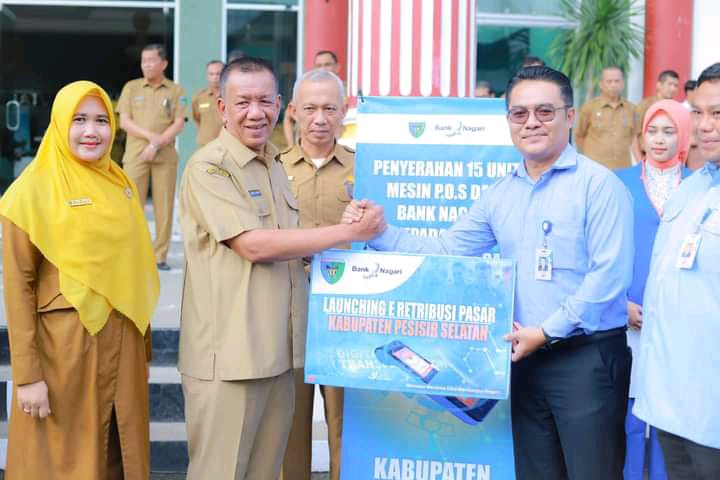 Bank Nagari Painan Tak Hentinya Berkolaborasi dengan Pemkab Pessel, Kali Ini Luncurkan E-Restribusi Pasar
