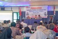 Jajaran Panwascam se-Pessel saat mengikuti acara Penguatan Kapasitas Panwascam pada Pemilihan Kepala Daerah tahun 2024 yang digelar di Sago, Painan, 27-28 Juni 2024.