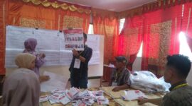Perhitungan suara PSU DPD RI dapil Sumbar di salah satu TPS di Pesisir Selatan 