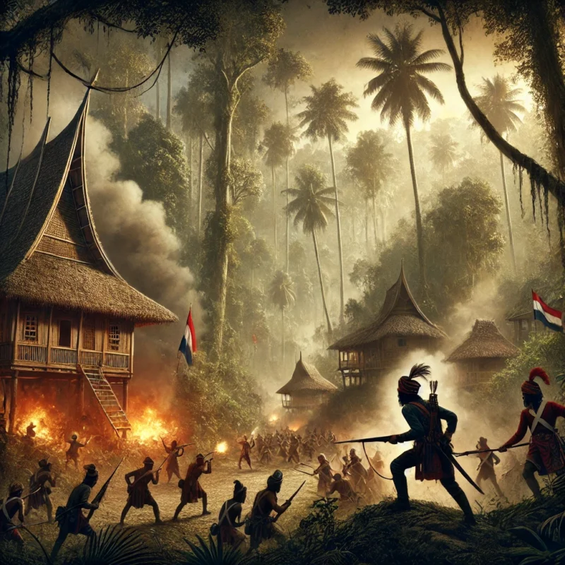 Ilustrasi Masyarakat Surantih, Amping Parak dan Kambang melawan Belanda