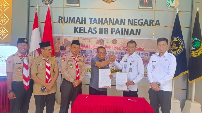 Rumah Tahanan Negara Kelas II B Painan dan Kwarcab 0311 Gerakan Pramuka Kabupaten Pesisir Selatan menandatangani perjanjian kerjasama