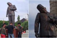 Viral Patung Leher Sempit Pak Karno di Alun-Alun Indramayu