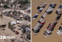 Rekaman drone menunjukkan tingkat banjir di negara bagian Washington