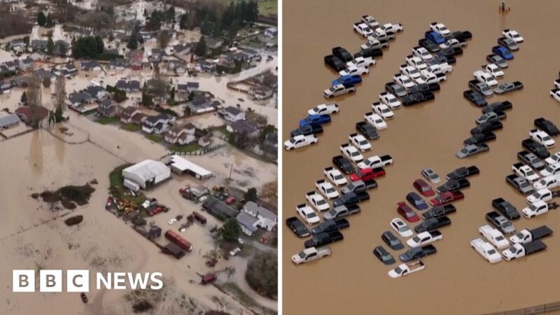 Rekaman drone menunjukkan tingkat banjir di negara bagian Washington

