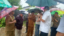 Wakil Bupati Pesisir Selatan Risnaldi Ibrahim saat mendampingi Anggota DPR RI Andre Rosiade saat meninjau pembangunan jembatan gantung di Limau Gadang Lumpo pada awal Februari 2026 lalu