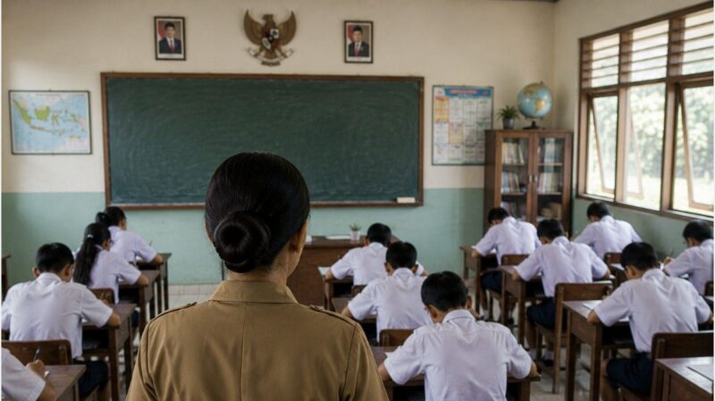 Ilustrasi sekolah. Foto: Ilustrasi AI diolah oleh ChatGPT