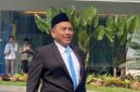 Syahganda Nainggolan di Istana (02/10/2026). (Bloomberg Technoz/Dovana Hasiana)