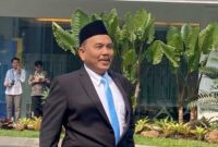 Syahganda Nainggolan di Istana (02/10/2026). (Bloomberg Technoz/Dovana Hasiana)