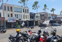 Kondisi bangunan di Kawasan San Antonio usai mengalami ledakan.