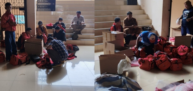 Pendistribusian uniform Kontingen Porprov Jateng XVII Kabupaten Kendal, di Stadion Utama Kebondalem Kendal, Senin (12/10/2026).
