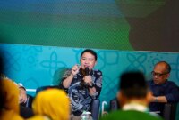 Bendahara Umum PP Muhammadiyah Hilman Latief menyampaikan gagasan pengembangan pariwisata dan ekonomi kreatif dalam Silatnas Muhammadiyah di Hotel Convention & Dormitory Prime UMY, Minggu (25/10/2026).